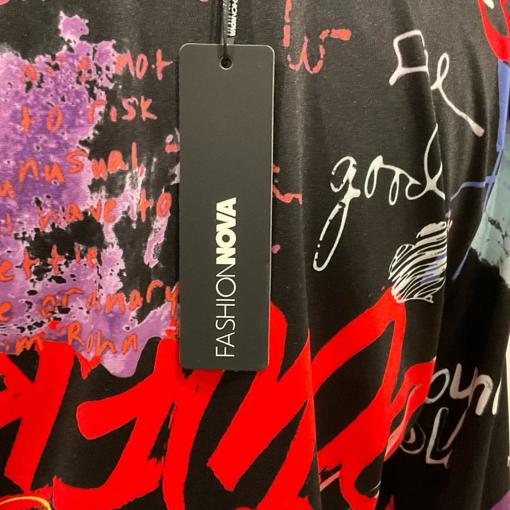 Fashion Nova Black and Red Long Sleeve Tee - Picture 3 of 3